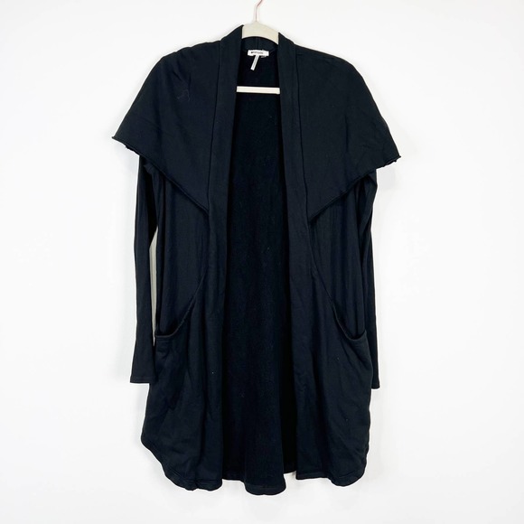 LA Made black cardigan open front sweatshirt ribbed size Medium - Picture 4 of 9